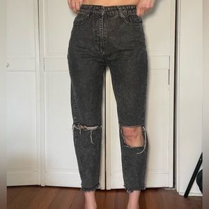 Black acid ripped boyfriend jeans